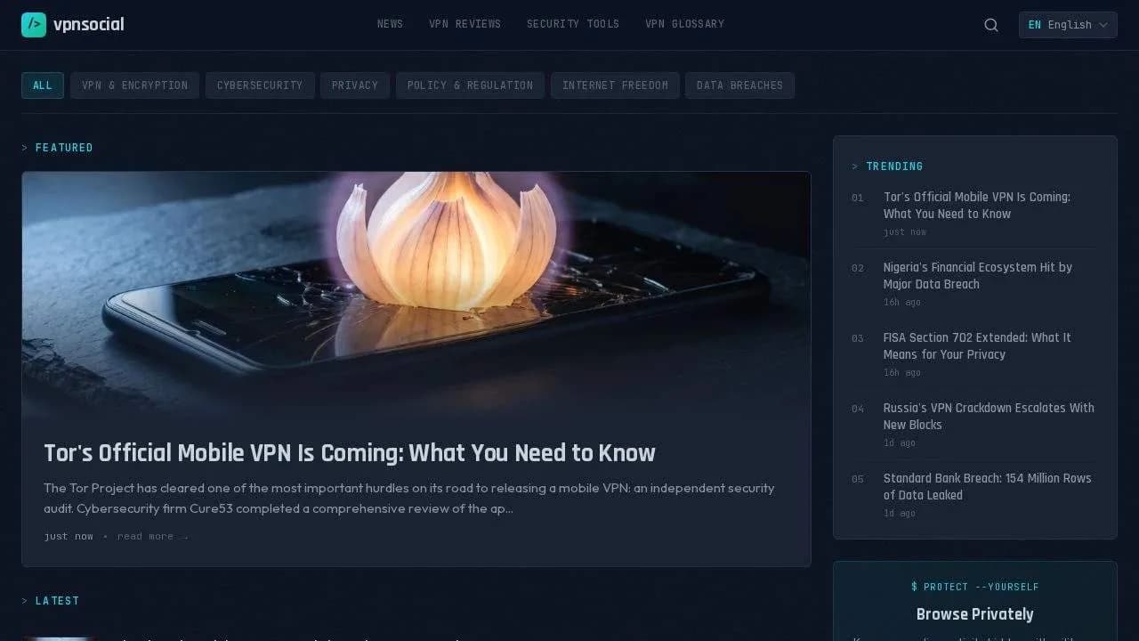 VPNSocial - Privacy Toolkit Screenshot