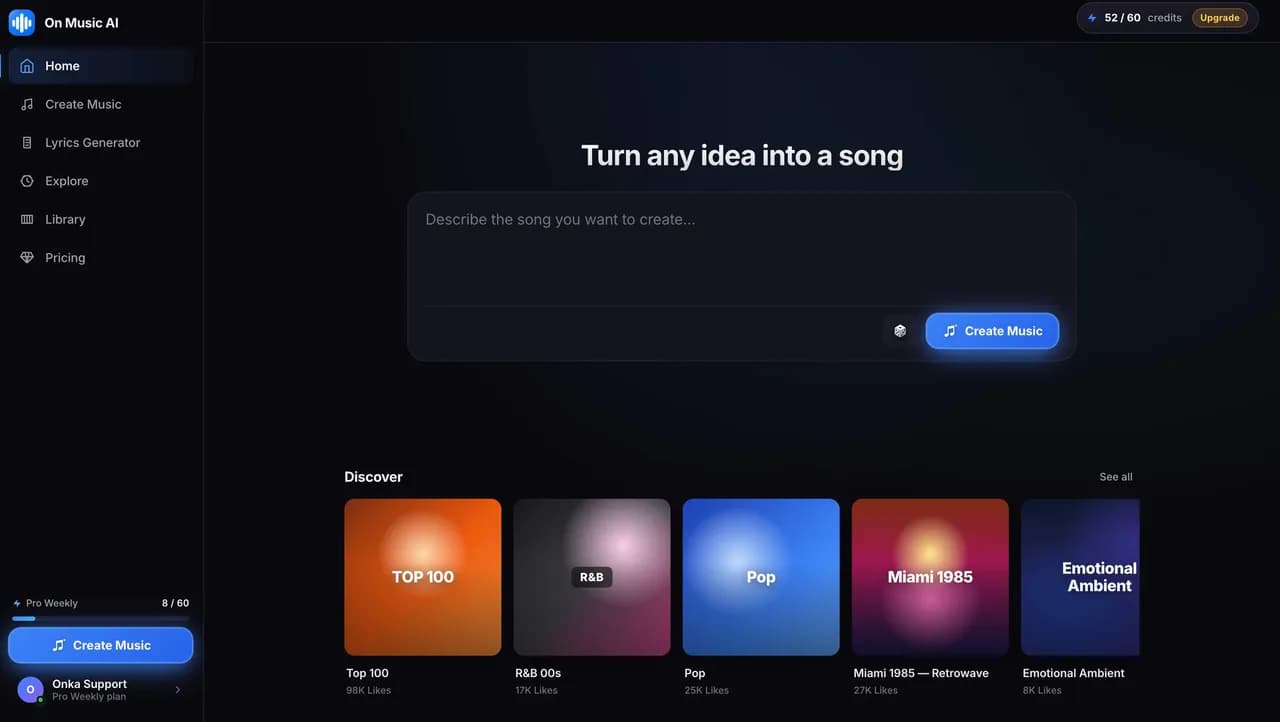 On Music AI Screenshot