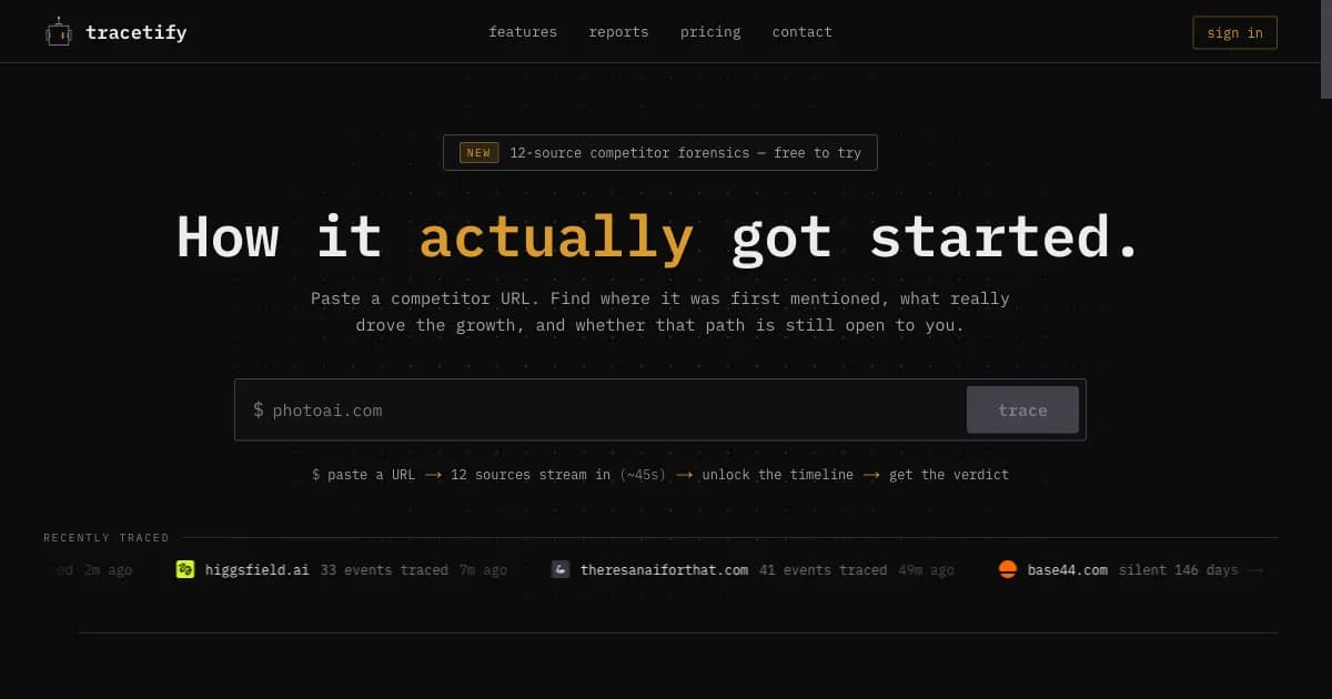 Tracetify — Competitor Launch Research