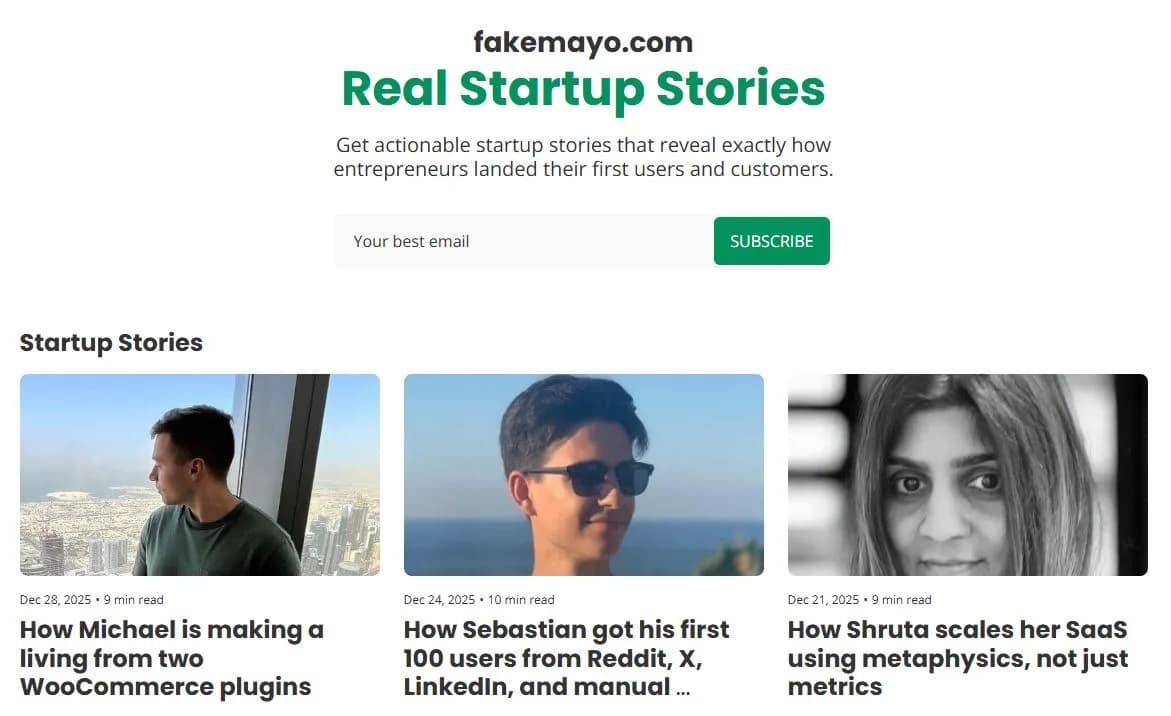 Fake Mayo Startup Stories