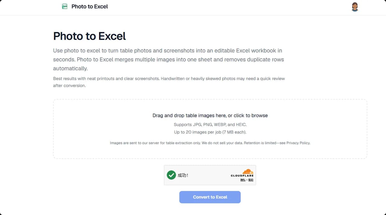 Photo to Excel Screenshot