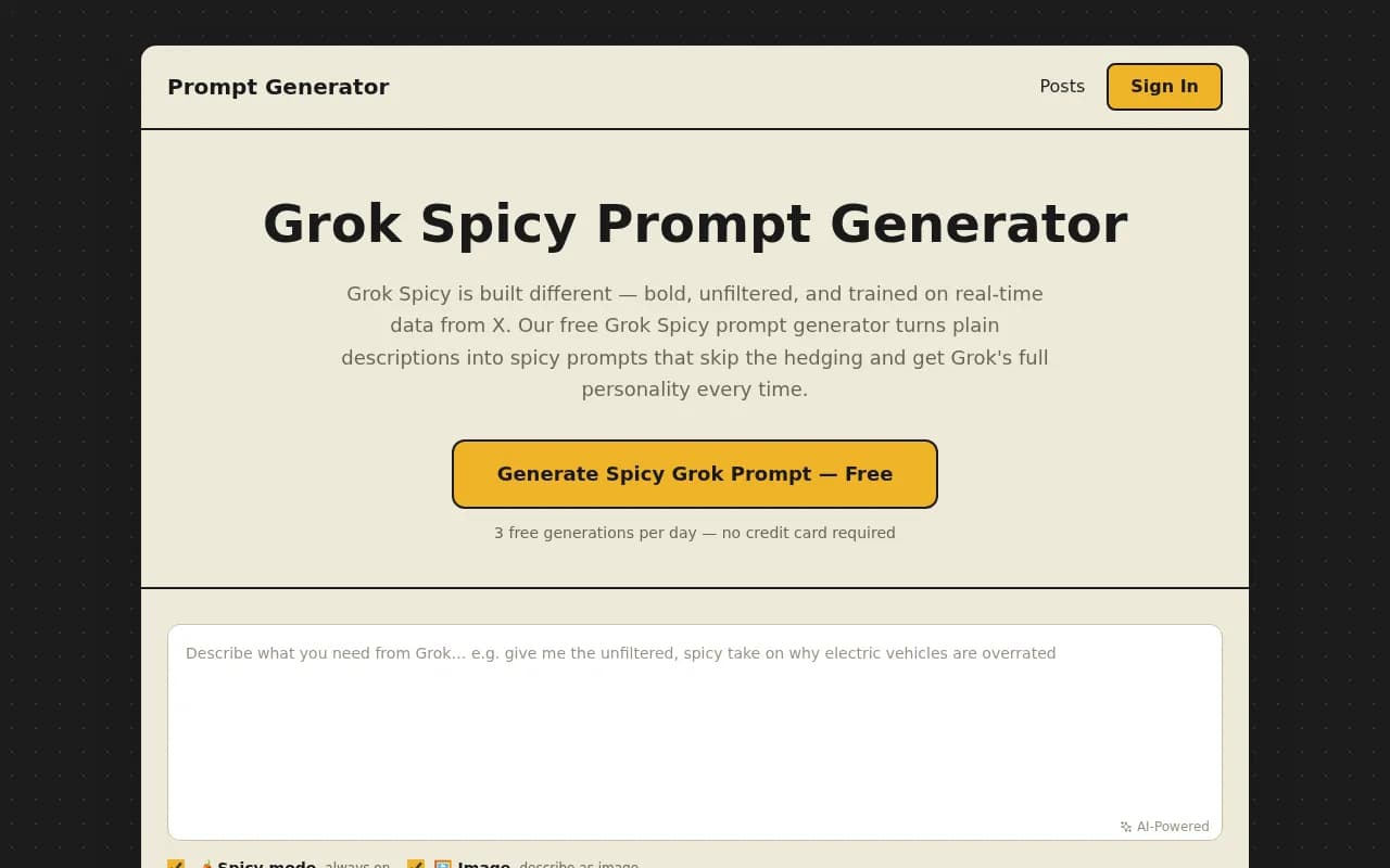 Grok Spicy Prompt Generator