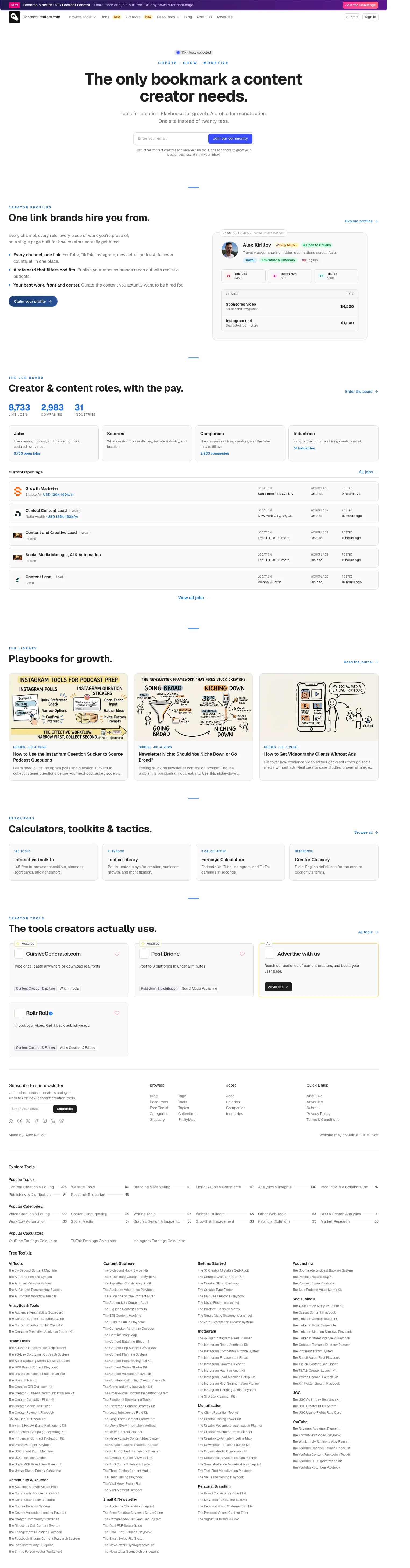 ContentCreators.com Screenshot