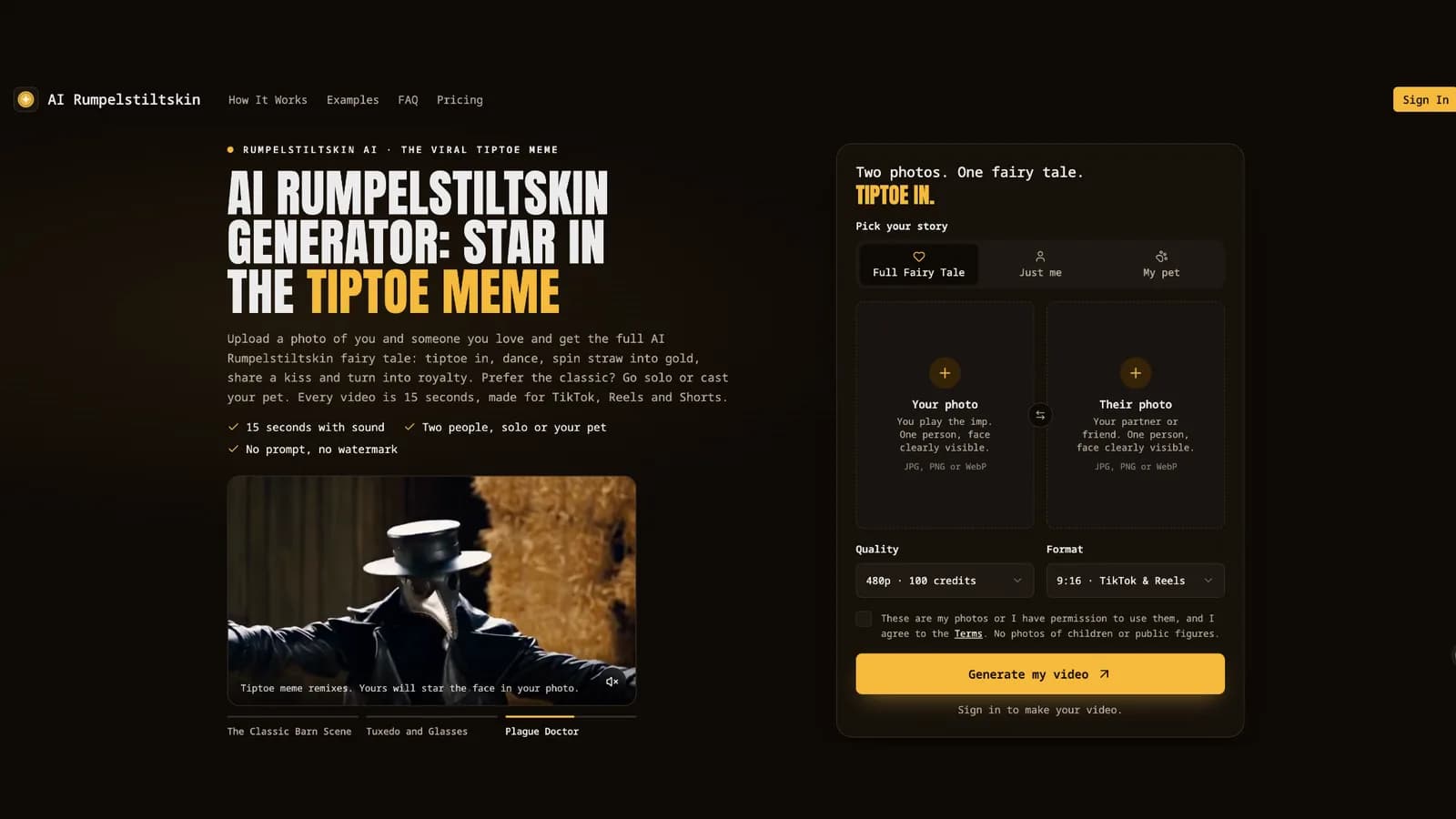 AI Rumpelstiltskin Video Generator Screenshot