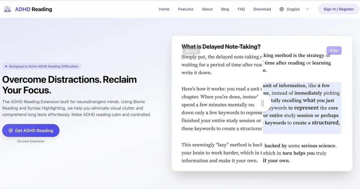 ADHD Reading Screenshot