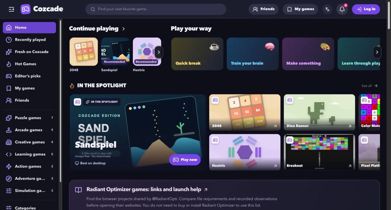 Cozcade Screenshot