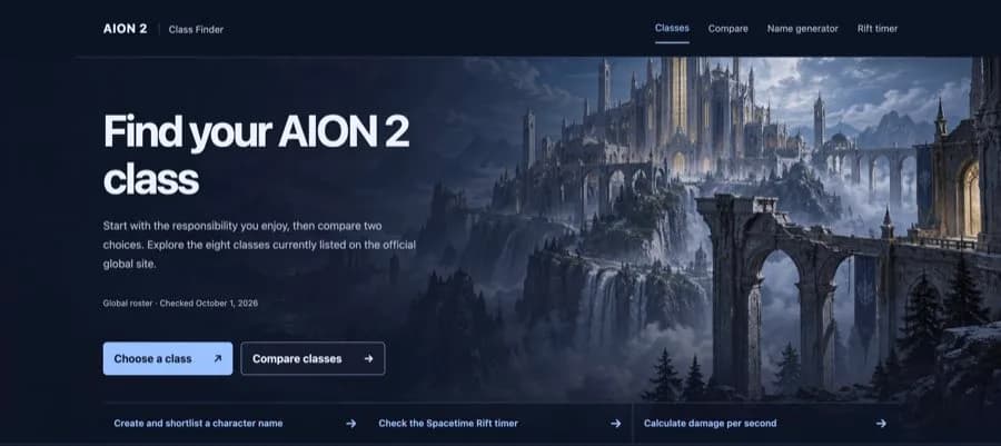 AION 2 Class Finder Screenshot