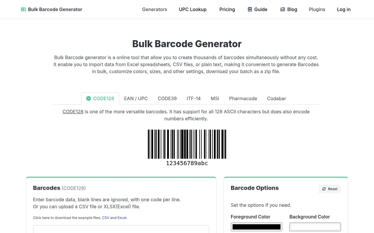 Bulk Barcode Generator