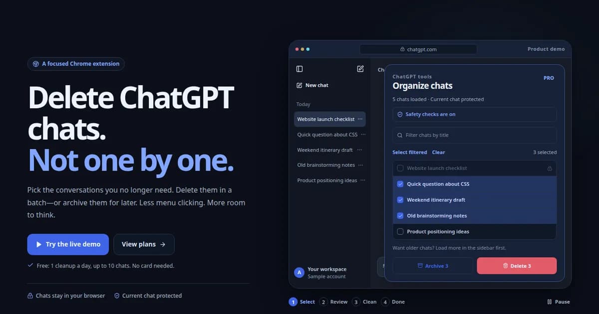 ChatGPT Bulk Delete Screenshot