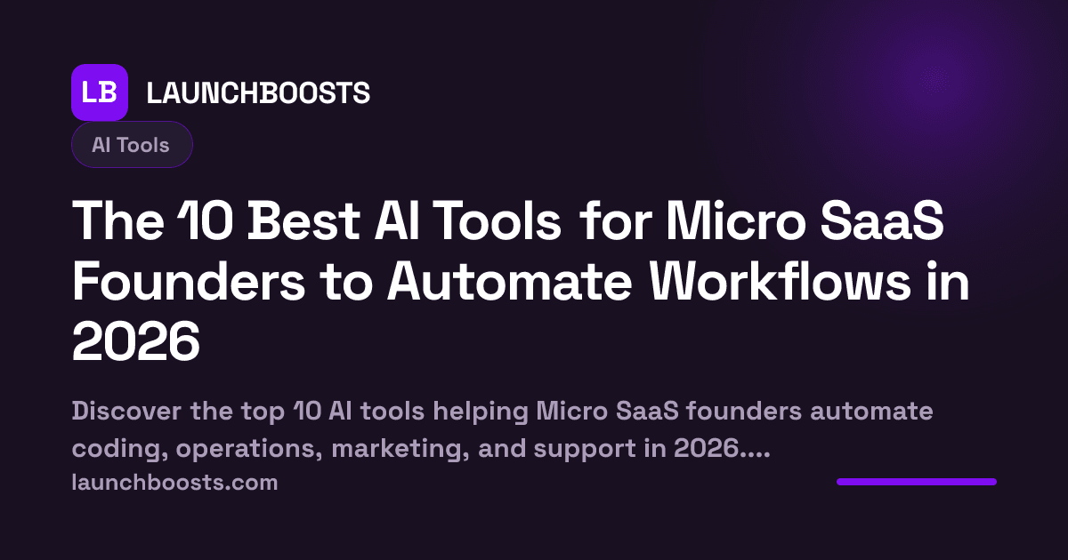 The 10 Best AI Tools for Micro SaaS Founders to Automate Workflows in 2026 — LaunchBoosts