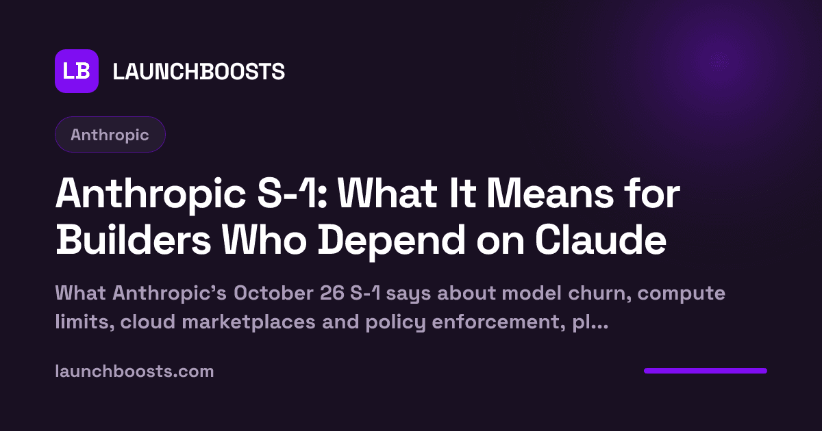 Anthropic S-1: What It Means for Builders Who Depend on Claude — LaunchBoosts