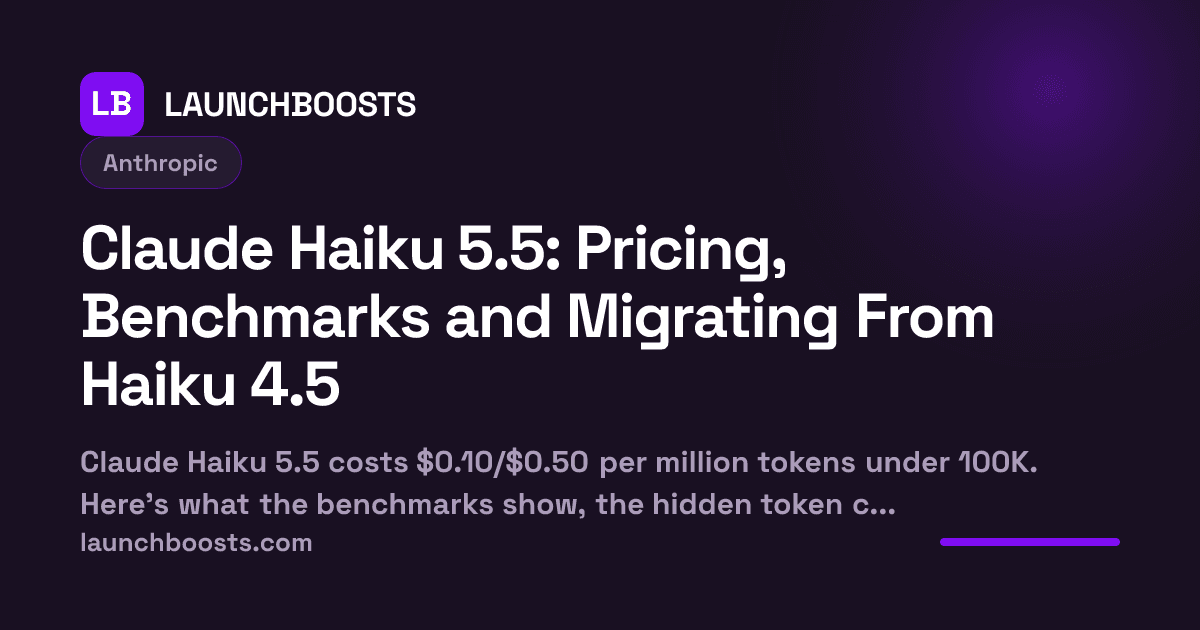 Claude Haiku 5.5: Pricing, Benchmarks and Migrating From Haiku 4.5 — LaunchBoosts