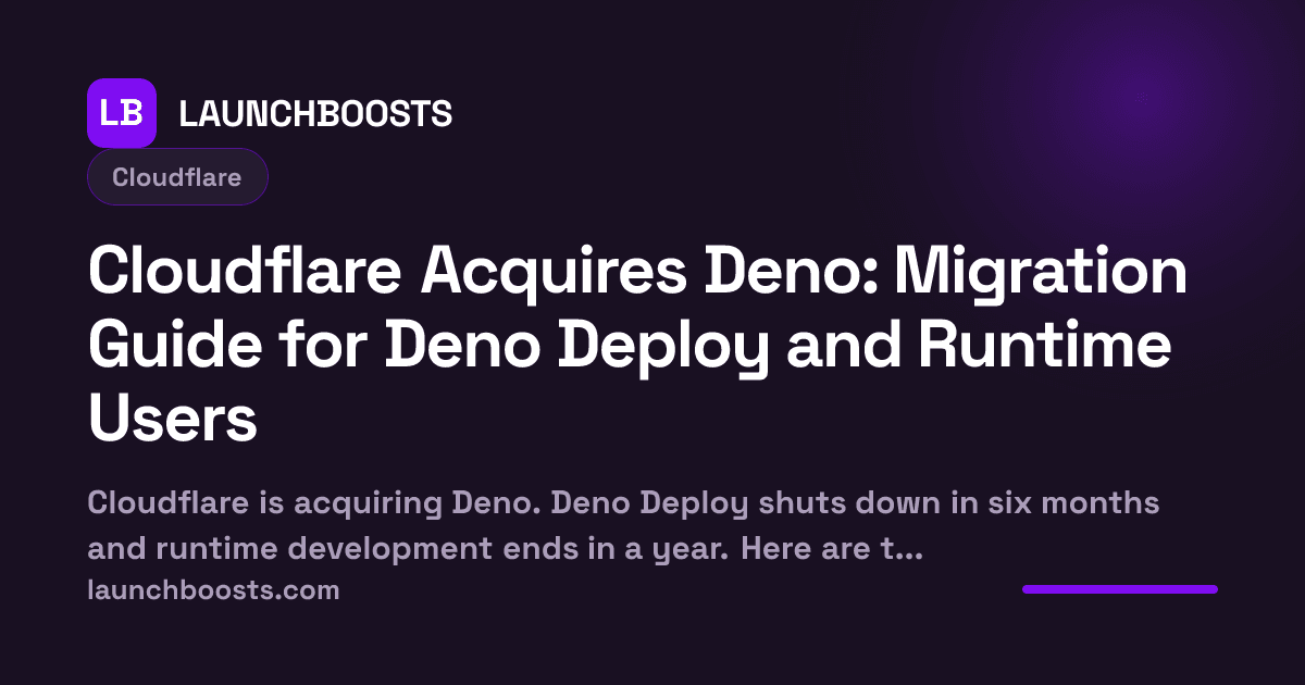 Cloudflare Acquires Deno: Migration Guide for Deno Deploy and Runtime Users — LaunchBoosts