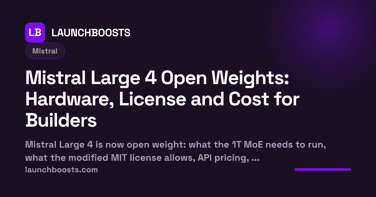 Mistral Large 4 Open Weights: Hardware, License and Cost for Builders — LaunchBoosts
