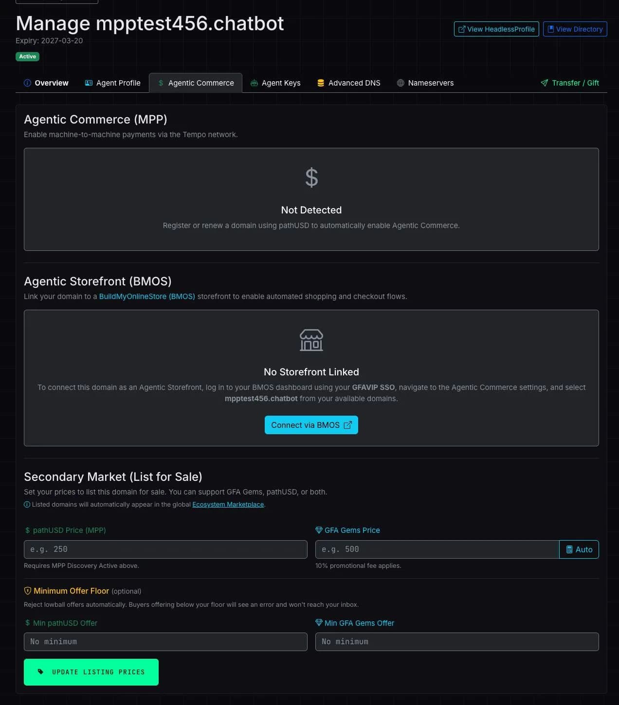 Headless Domains Screenshot