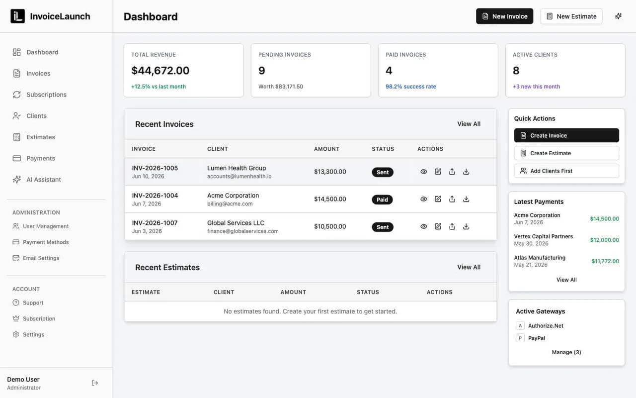 InvoiceLaunch Screenshot