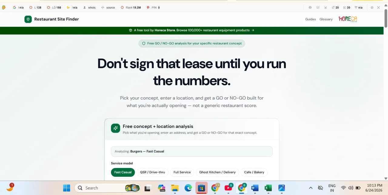 restaurantsitefinder Screenshot