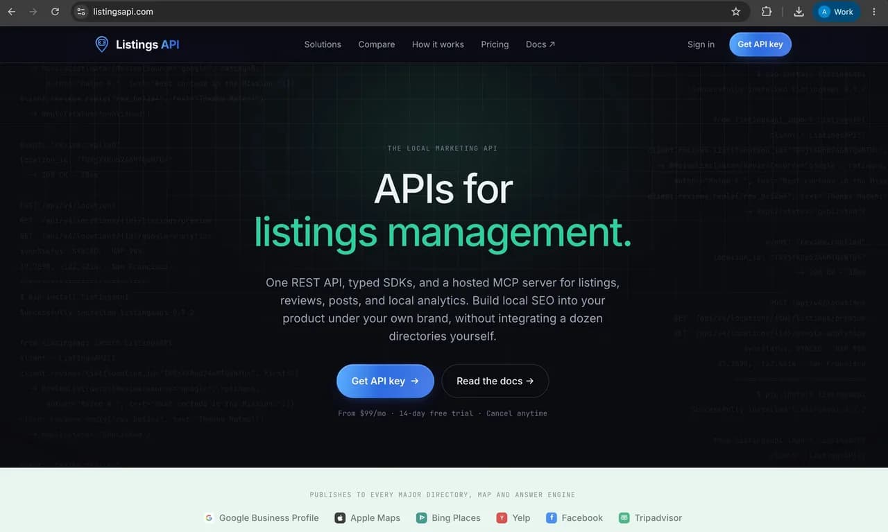 Listings API Screenshot