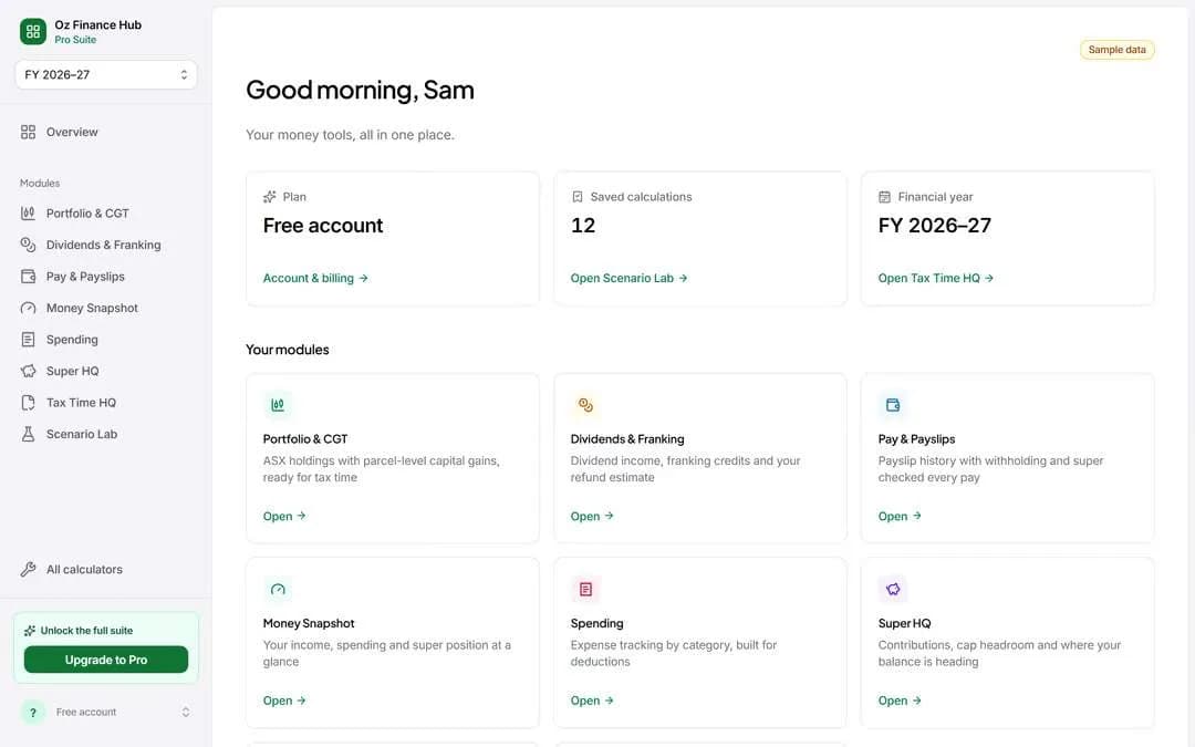 Oz Finance Hub Screenshot