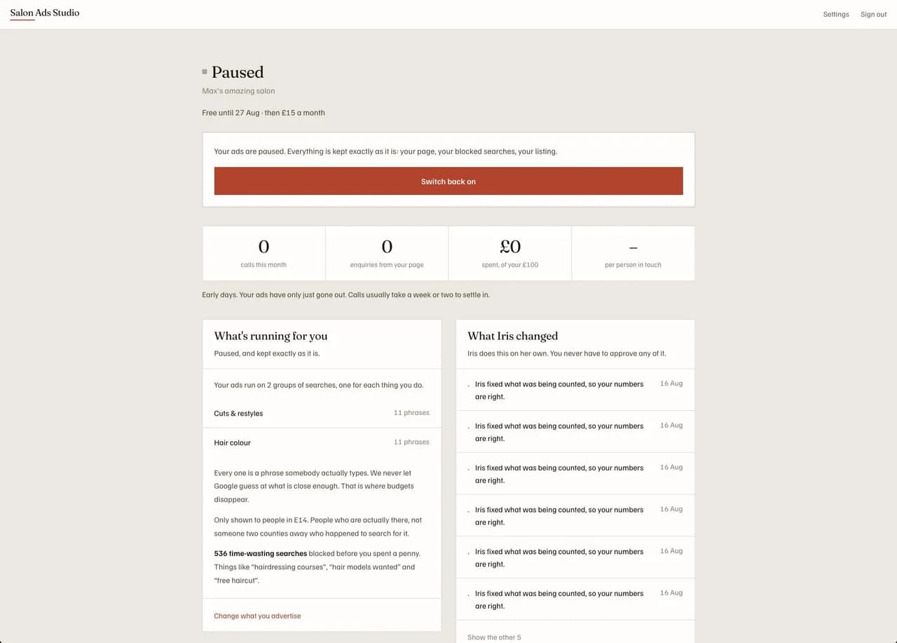 The Salon Ads Studio Screenshot