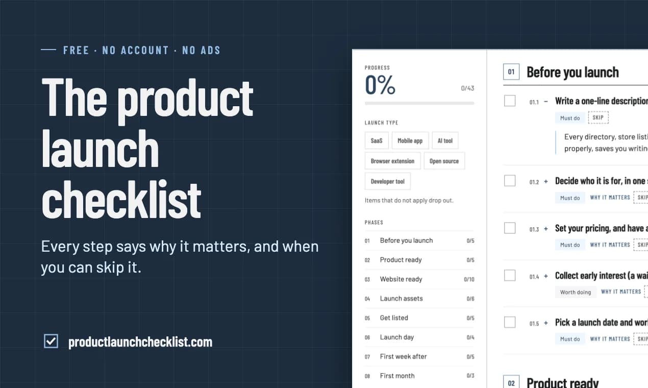 Product Launch Checklist Screenshot
