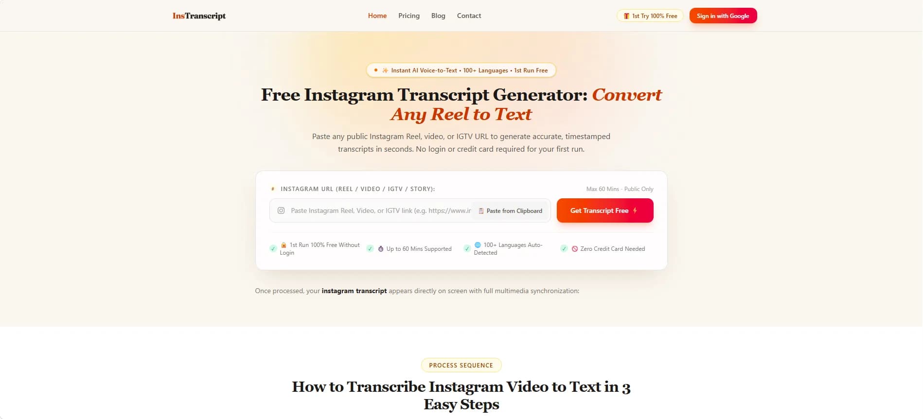 Instagram Transcript Screenshot
