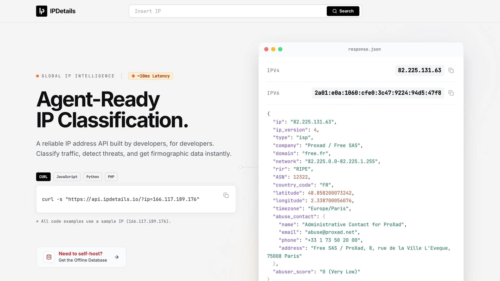 IPDetails.io Screenshot
