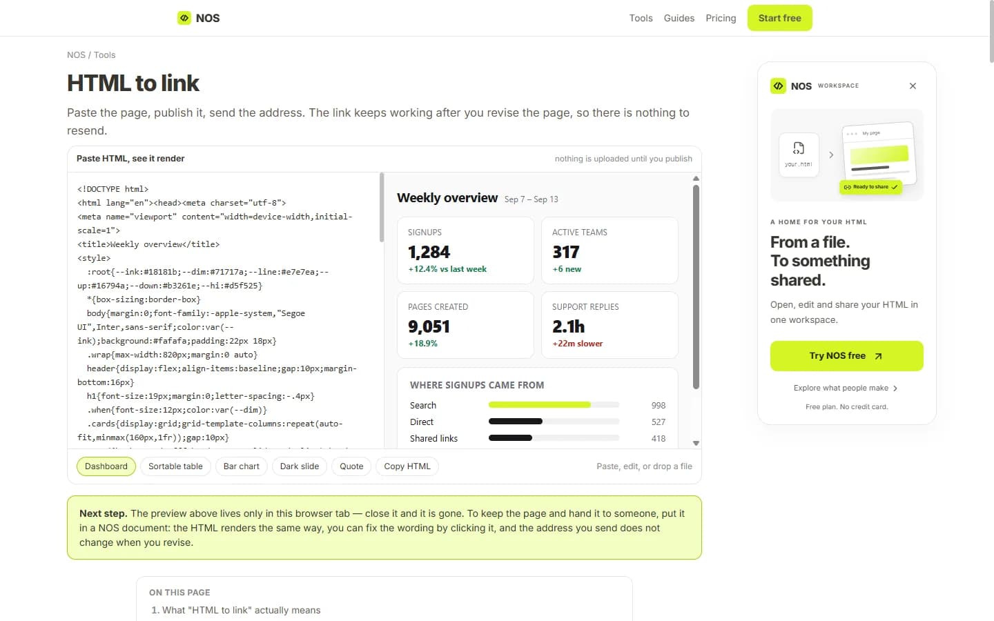 NOS Workspace Screenshot