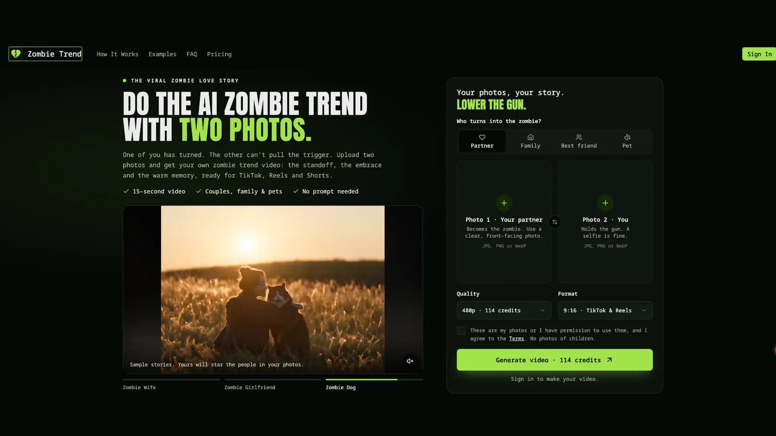 Zombie Trend AI Video Generator Screenshot