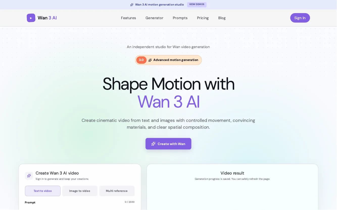 Wan 3 AI Screenshot