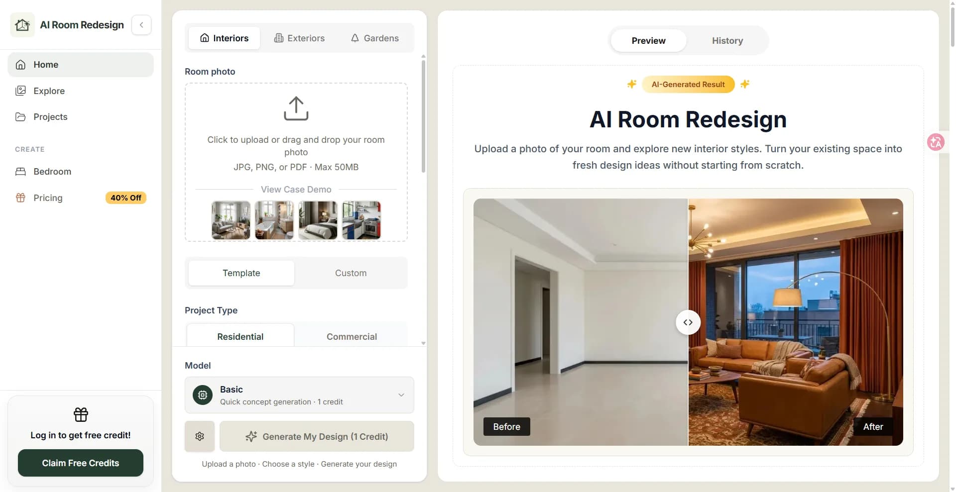 ai room redesign Screenshot