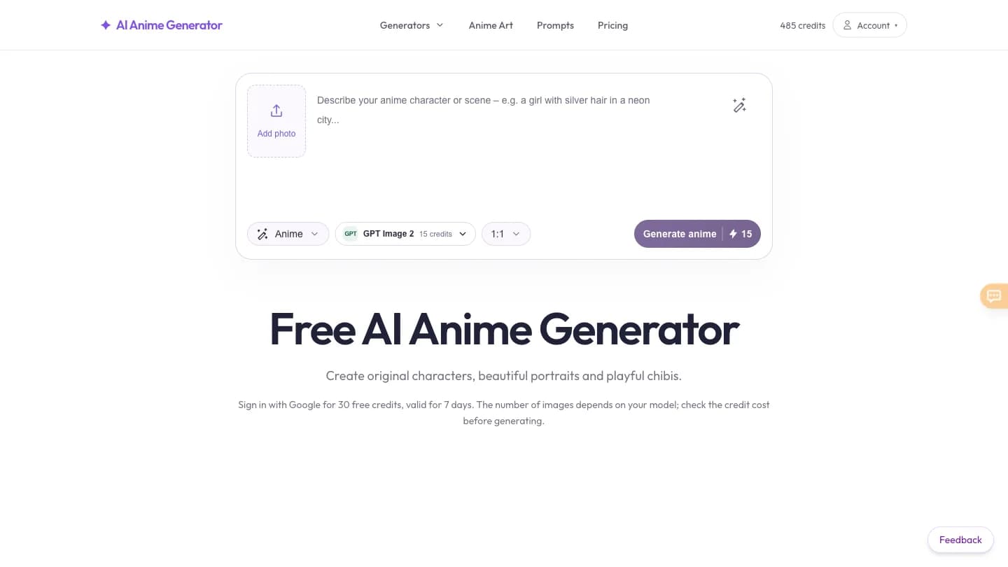 AI Anime Generator Screenshot