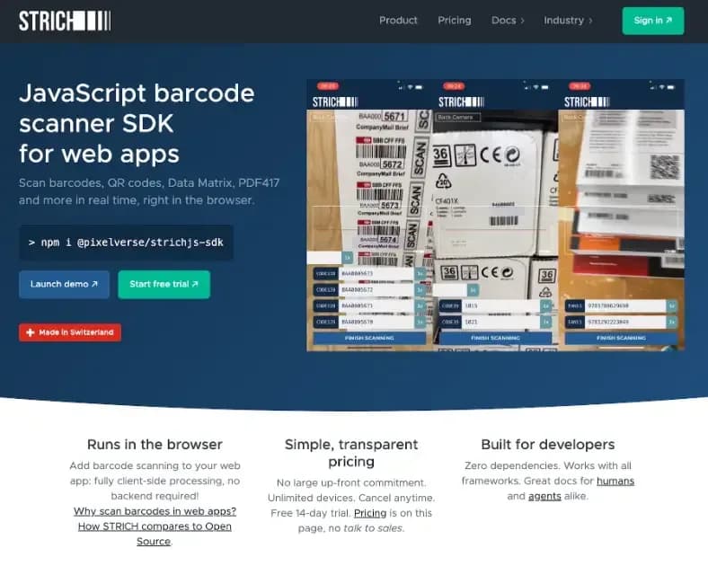 STRICH Barcode Scanning SDK Screenshot