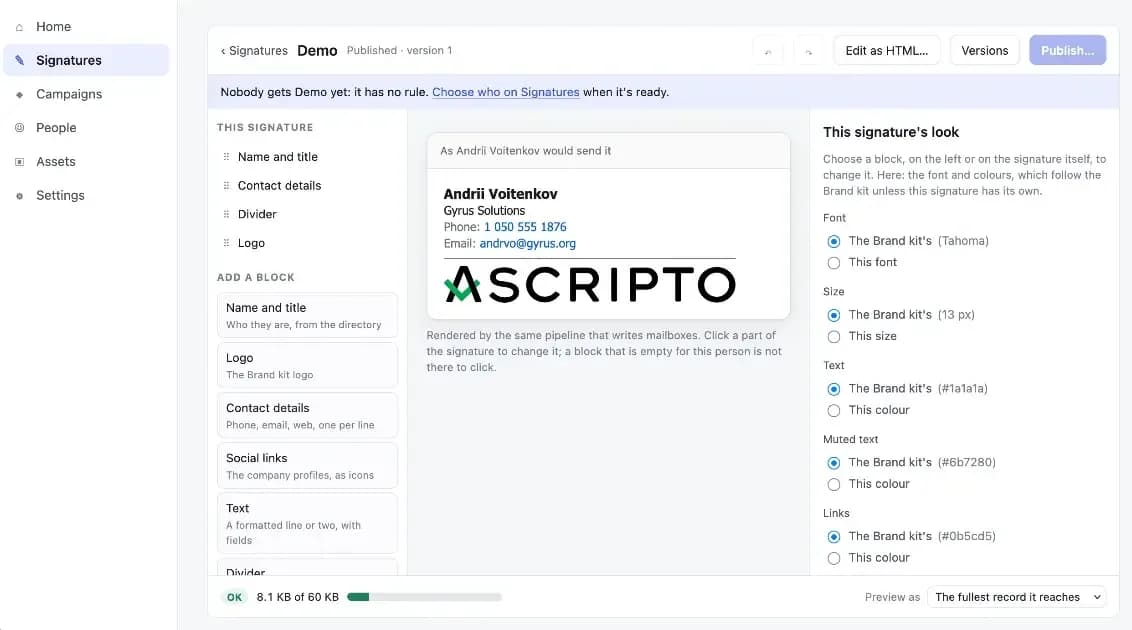 Ascripto Screenshot